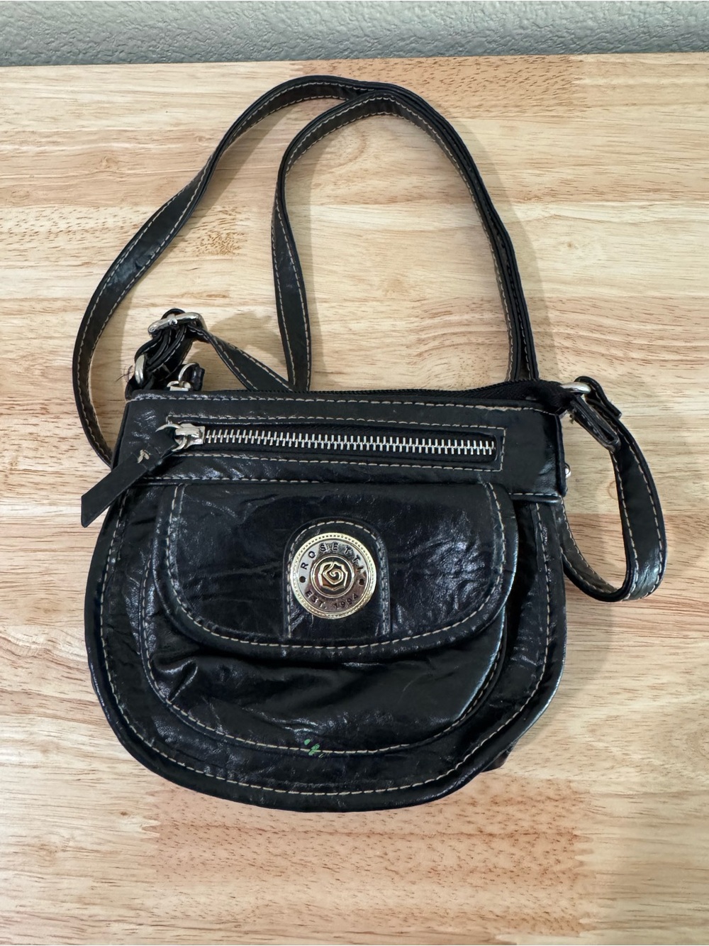 Rosetti Black Crossbody Bag with Front Flap and Zip